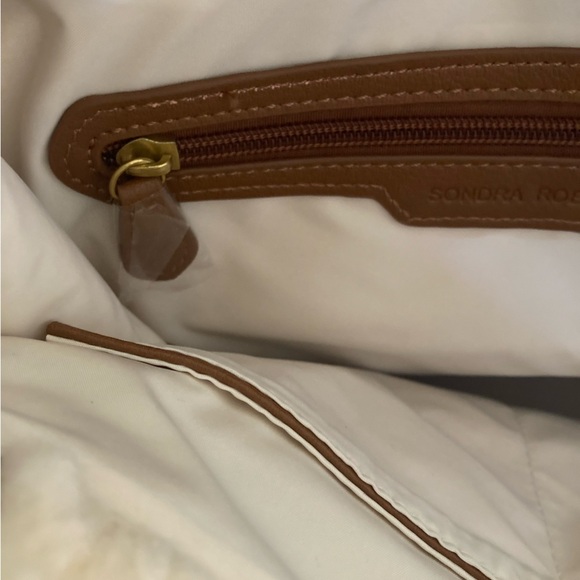 Sondra Roberts Quilted Shopper with Shearling Trim in Caramel NWOT - Picture 5 of 8